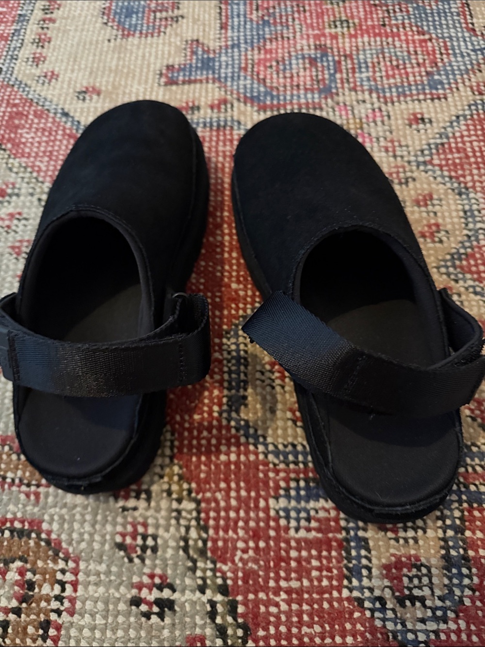 UGG Black Suede Slip-On Clog Slippers with Adjustable Strap - Picture 4 of 5